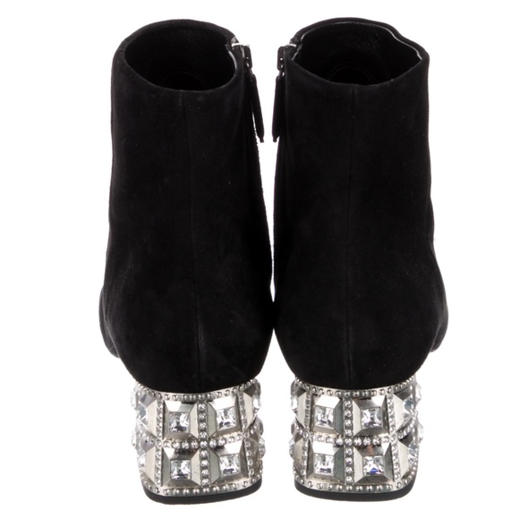 Miu Miu Suede Crystal Embellishments Boots Size 8 - Picture 8 of 12